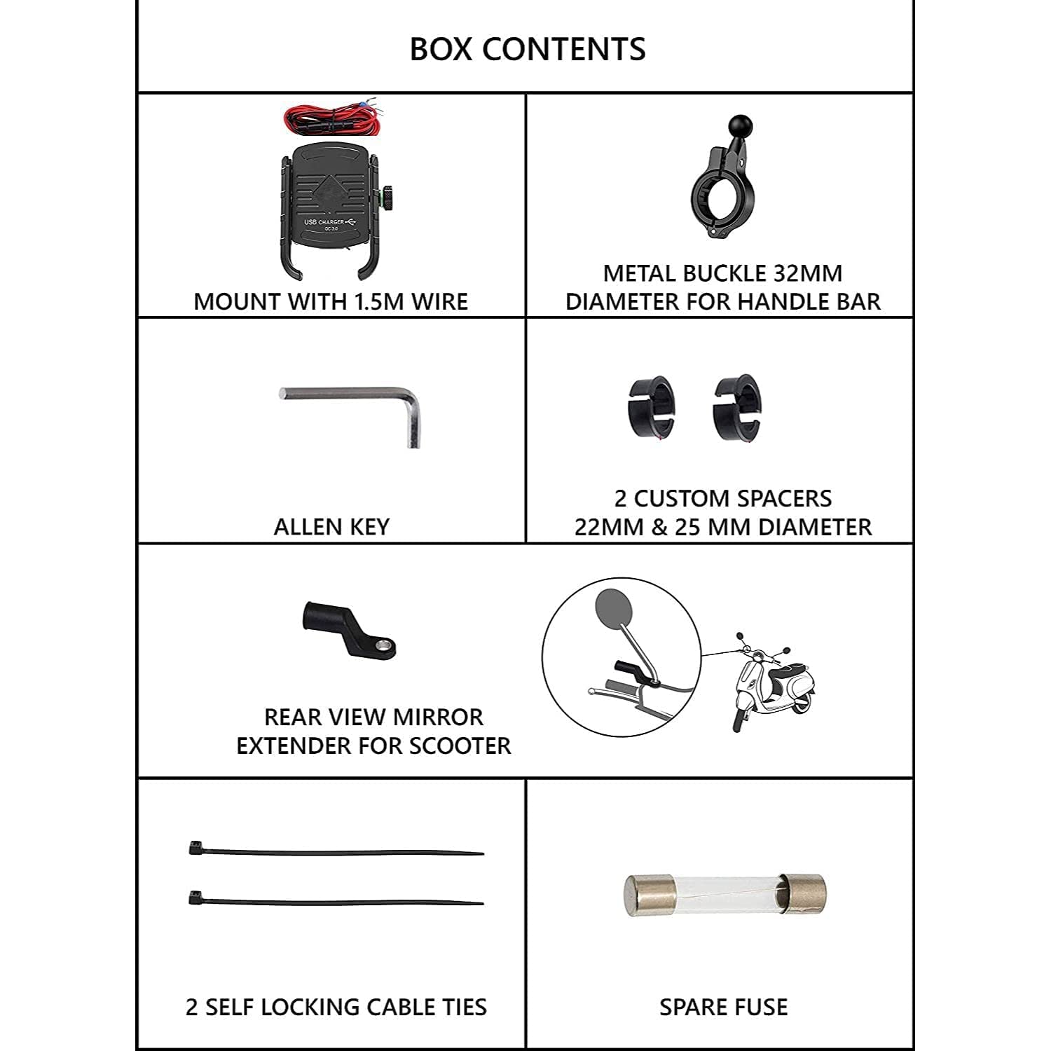 Vagary haw Grip Waterproof Bike | Motorcycle | Scooter Mobile Phone Holder Mount with Fast USB QC 3.0 Charger & 360° Rotation for Maps and GPS Navigation (Black)