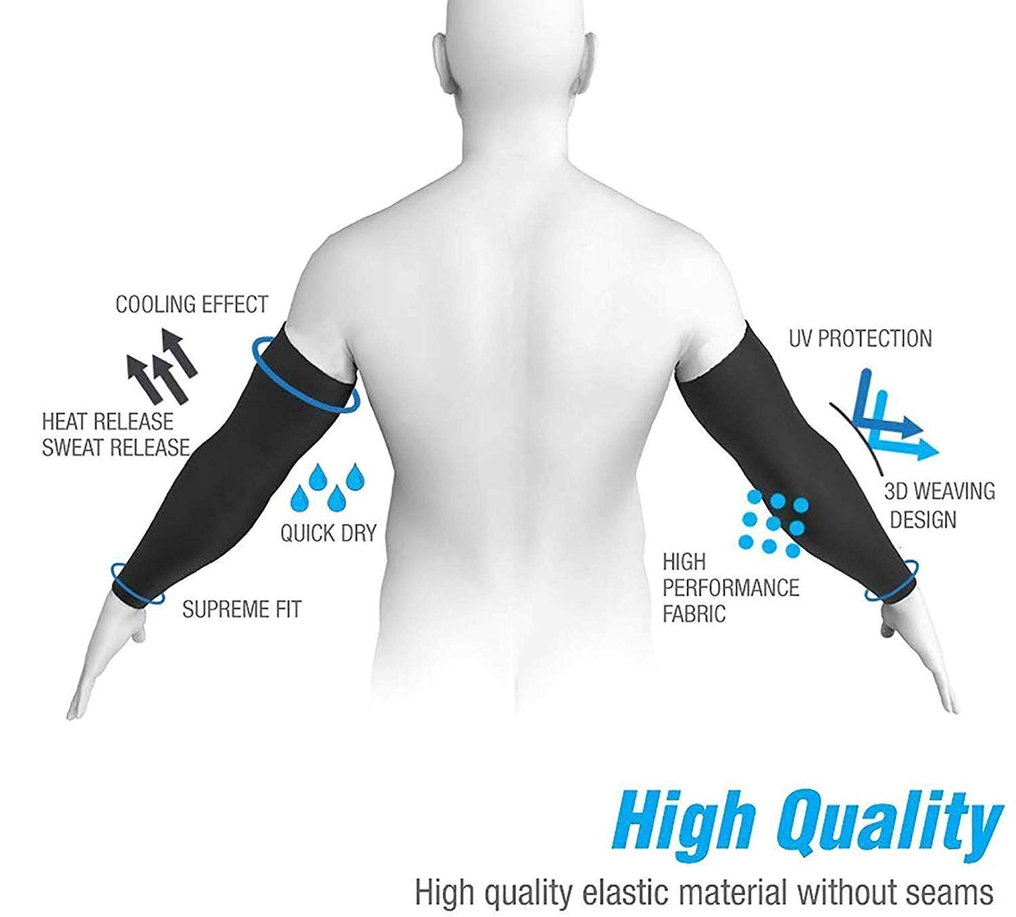 Vagary UV-Protection Arm Sleeves, Hand Socks for Men and Women (Unisex) Used for Driving,Hiking, Sports,Biking, Cycling (Black)