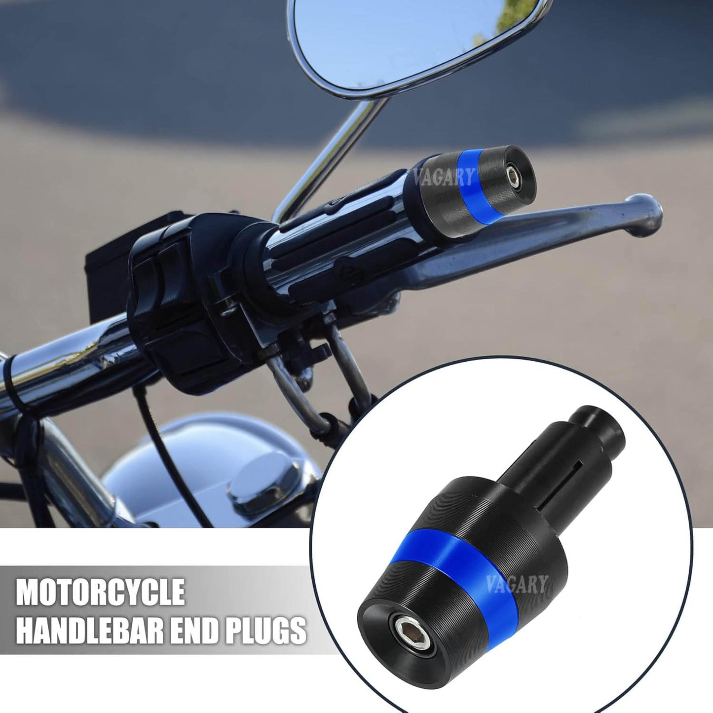 Vagary 1 Pair Motorcycle Handlebar End Plugs 7/8" 22mm Universal Aluminum Alloy Handle Bar End Plugs Caps for Universal For Bike