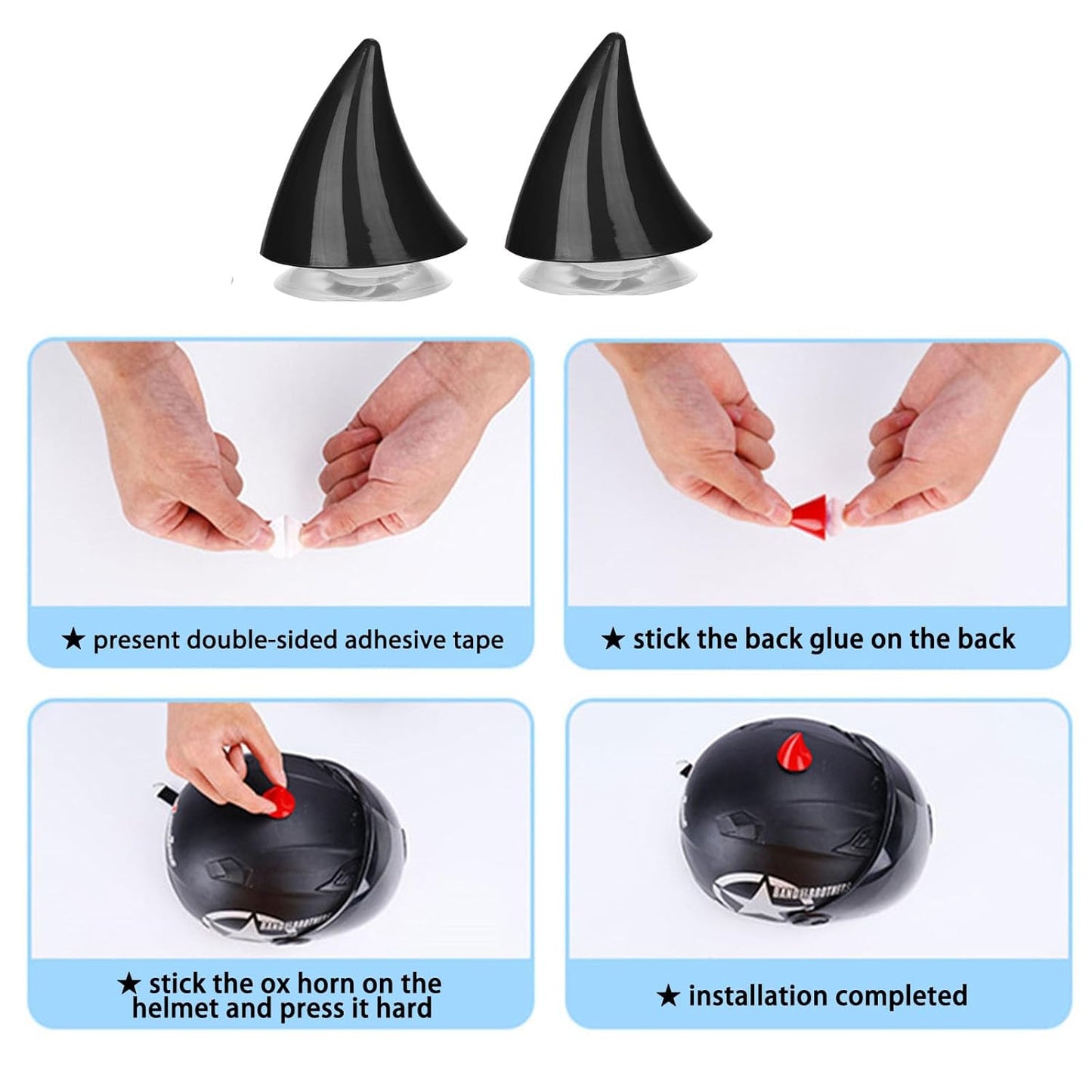 Vagary Cute Small Size Helmet Devil Horns Sticker Decor Universal Styling Decoration Helmet Horn (Black)