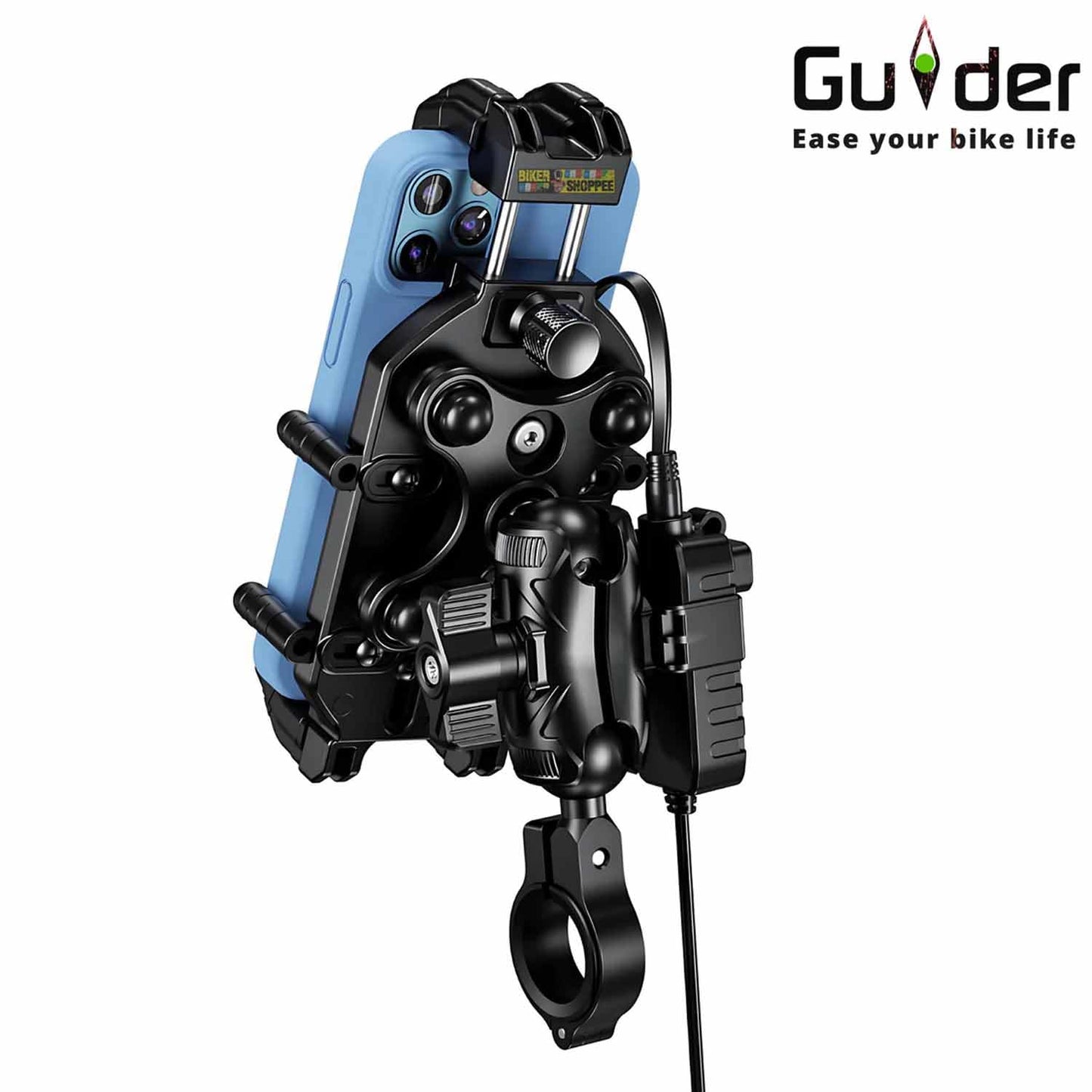 Guider Motorcycle Shockproof Wireless Charger Mobile Holder M26 A1 (Black)
