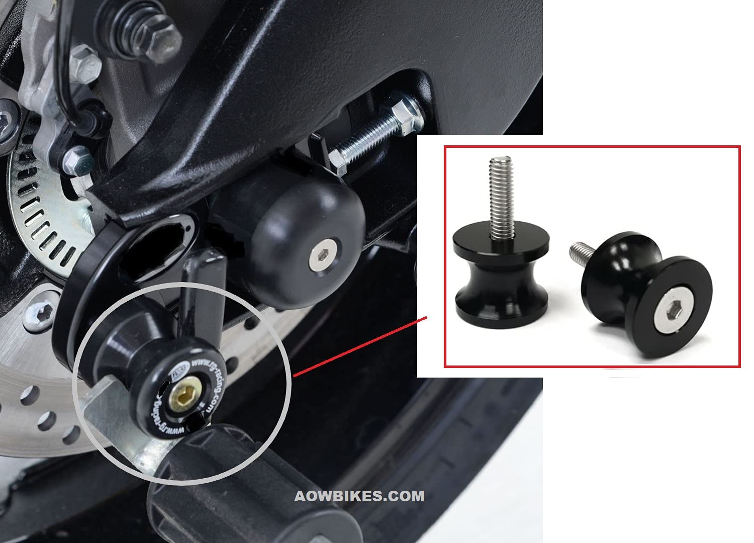 Vagary 2pcs 6mm Aluminum Motorcycle Swingarm Spool Slider Stand Screws for All Bikes