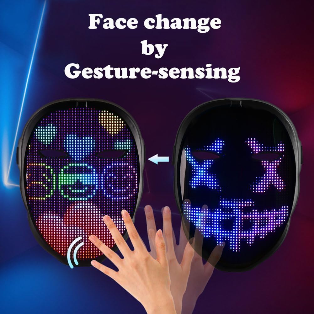 Vagary Face Transforming LED Mask with Bluetooth Programmable - LED Light Up Halloween Mask Digital Luminous Mask (Viral Raj Kundra Led Mask)