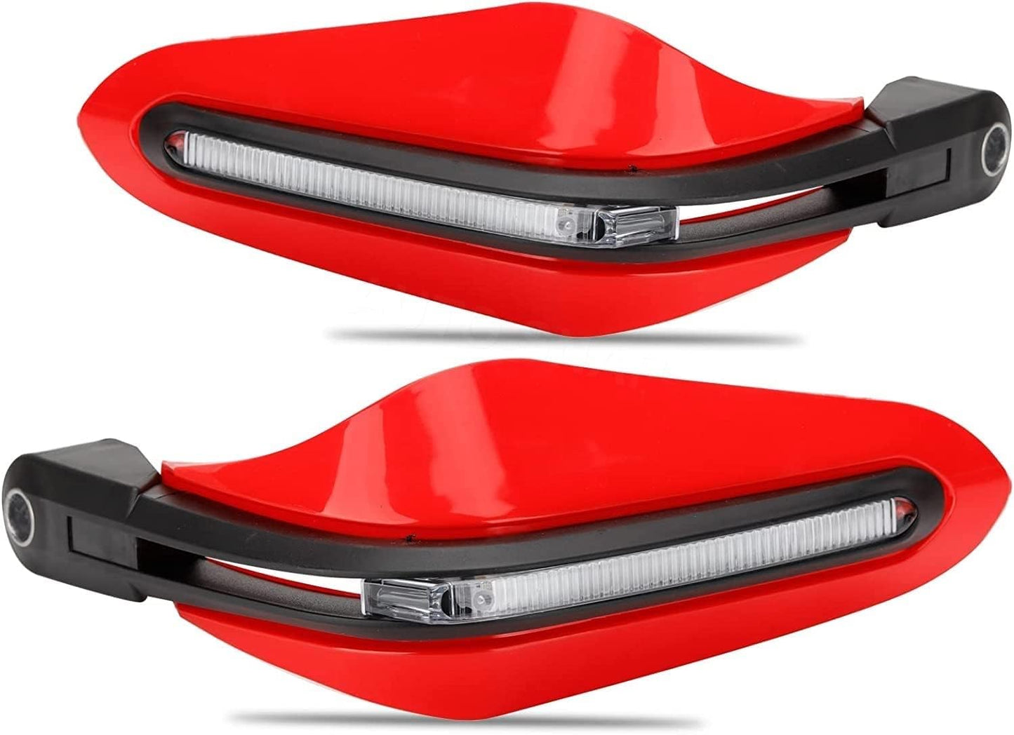 Vagary Universal Motorcycle Hand Guard with LED Indicator Light and Wind Deflector for Brake and Clutch Lever (Red)