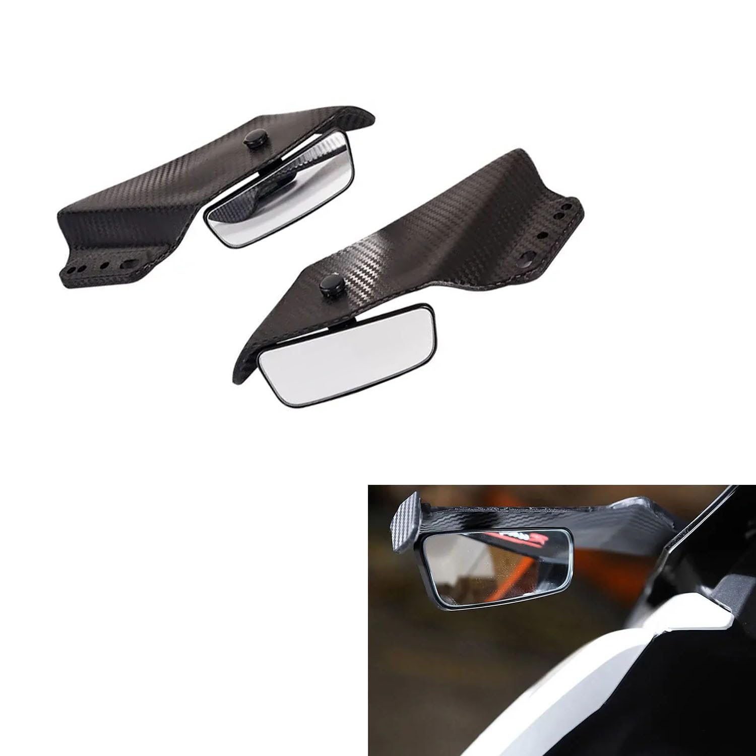 Vagary Anti Glare 360 Adjustable Rear View Mirrors Wings Mirror for Yamaha R15 V3, V4, R15M, Ninja 300 (Black)