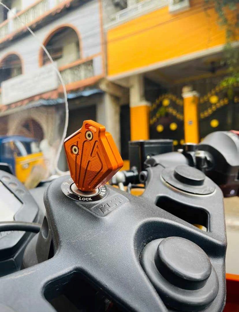 Vagary CNC Aluminum Key Cover Shell Protection Decorate Universal for KTM Duke 390, 125, 200, 250,(Orange)