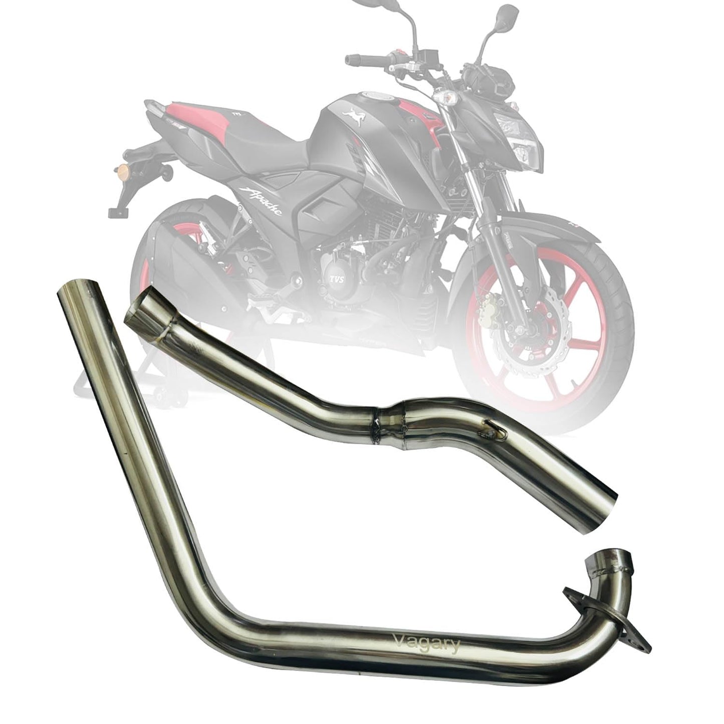 Vagary Stainless Steel High Performance Exhaust Middle Bend Pipe for TVS Apache Rtr 4V 160 Bend Pipe