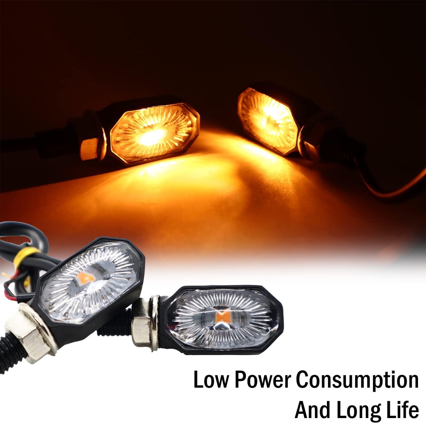 Vagary LED Amber Light Bike Turn Signal Indicator Mini Indicator for Bajaj, Hero, Honda, Yamaha, KTM, TVS, Suzuki Pulsar 200NS, Duke 200, R15 V3, R15 V4, Pulsar RS, Apache RTR 160, Pulsar N160