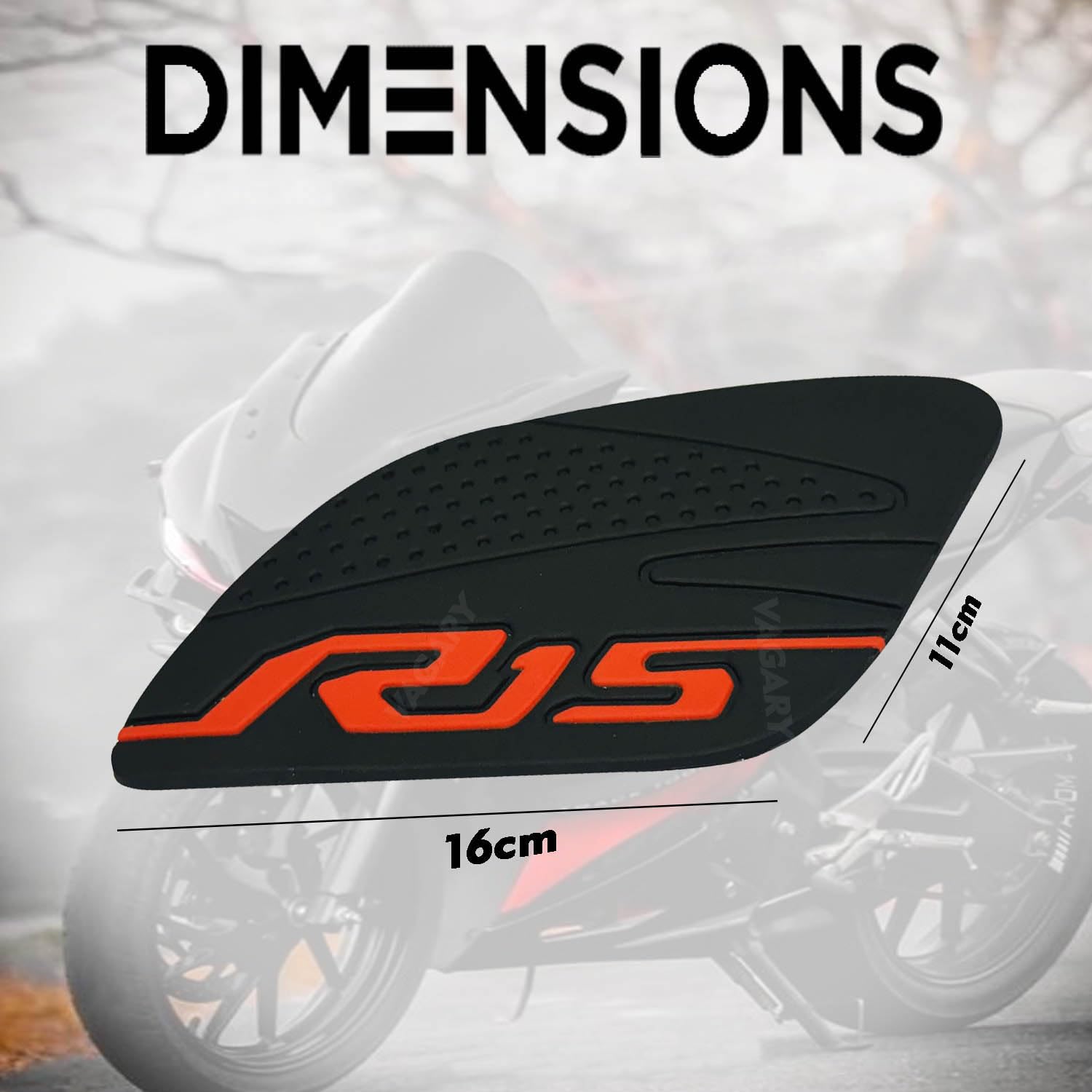 Vagary Anti Slip Silicone Tank Pad/Thai Pad for Yamaha R15 V3 (Black-Red)