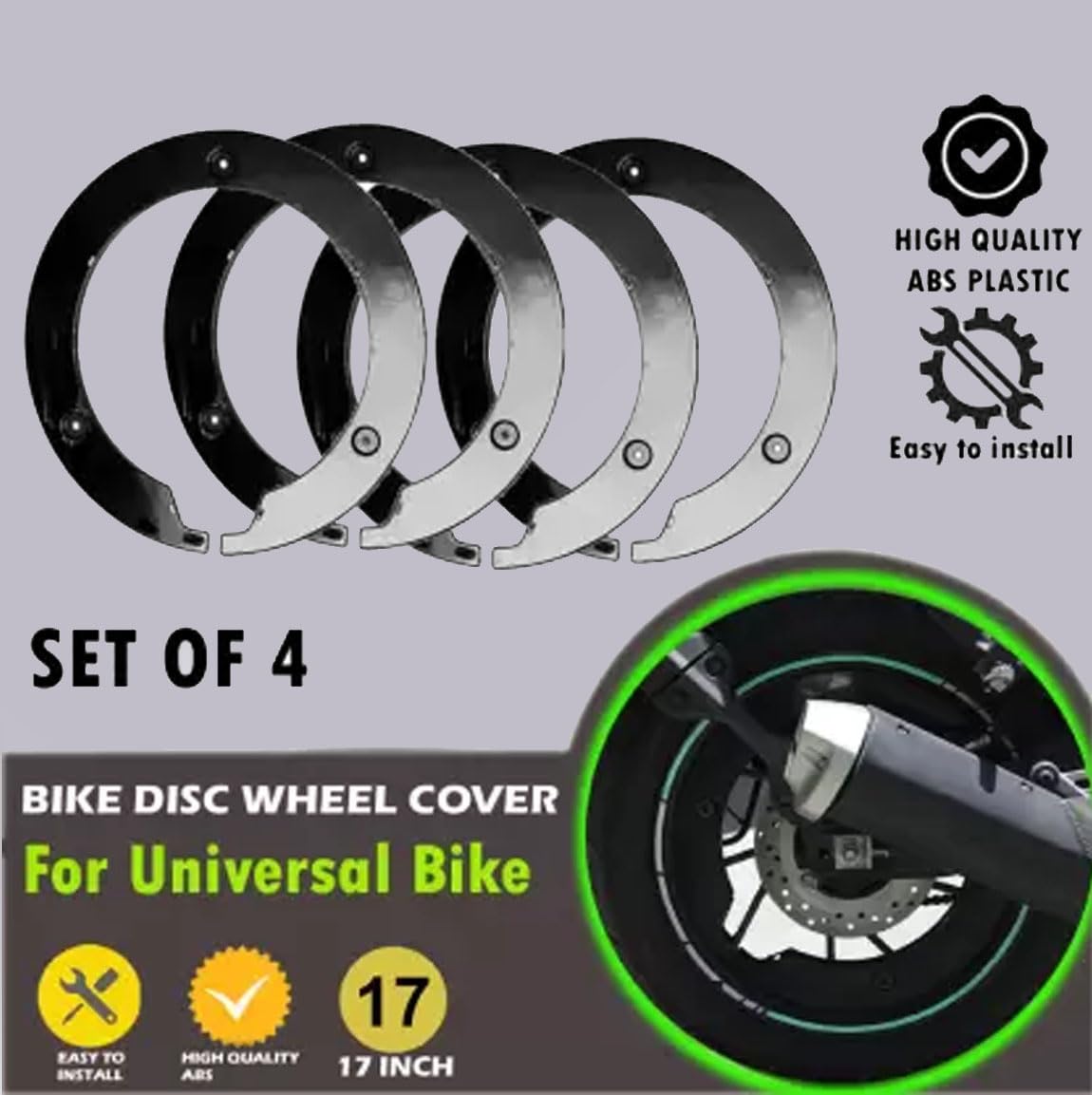 Vagary Bike Wheel Cover for 17 inch Wheel for TVS Raider 125 (Black)