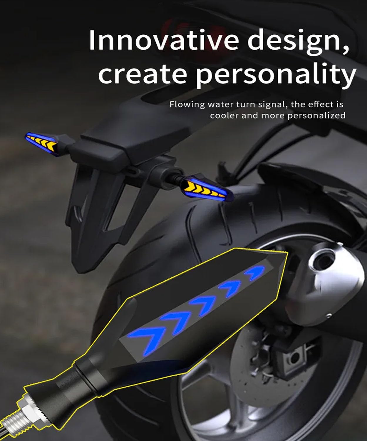 Vagary Waterproof Flexible Arrow Style Bright LED Running Indicators Universal For All Bike Models Motorcycle (Blue Yellow)