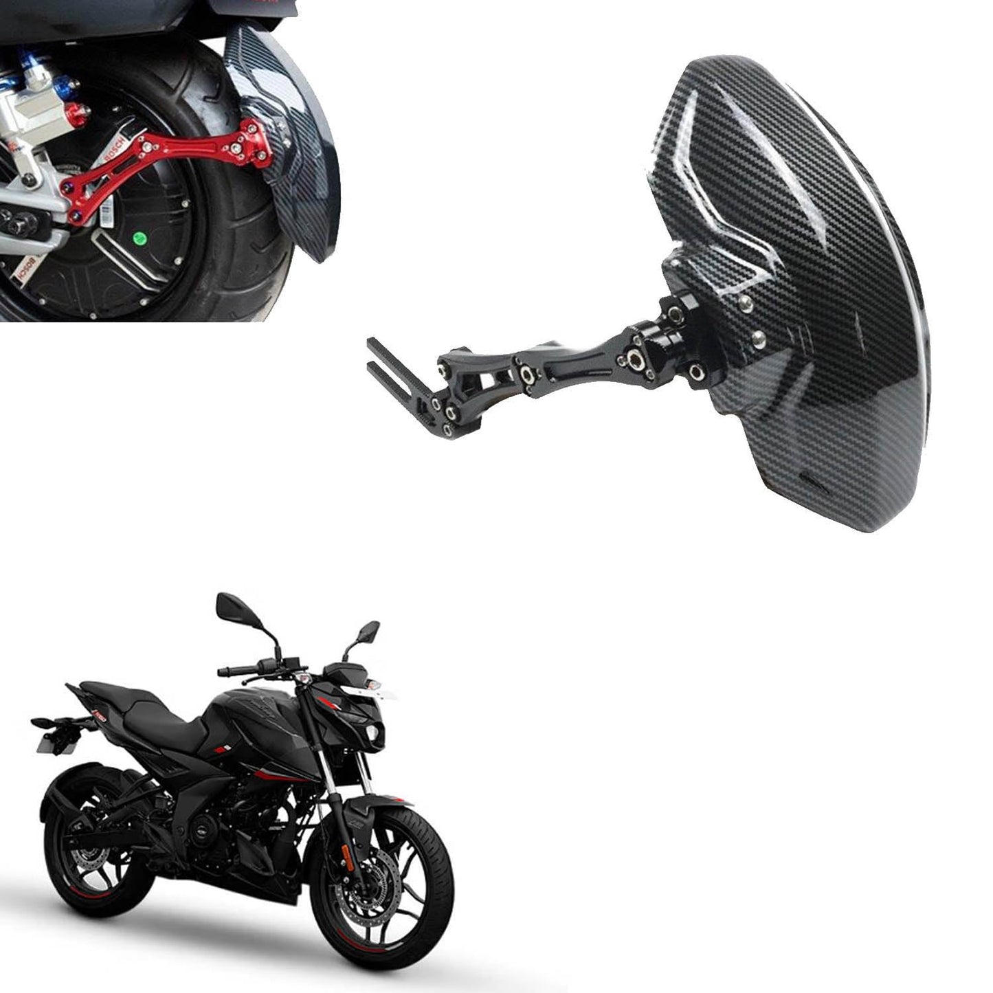 Vagary Rear Fender CNC Aluminium Rear Mudguard Motorbike Carbon Fiber Mudguard for Bajaj Pulsar N250 /N150/ N160