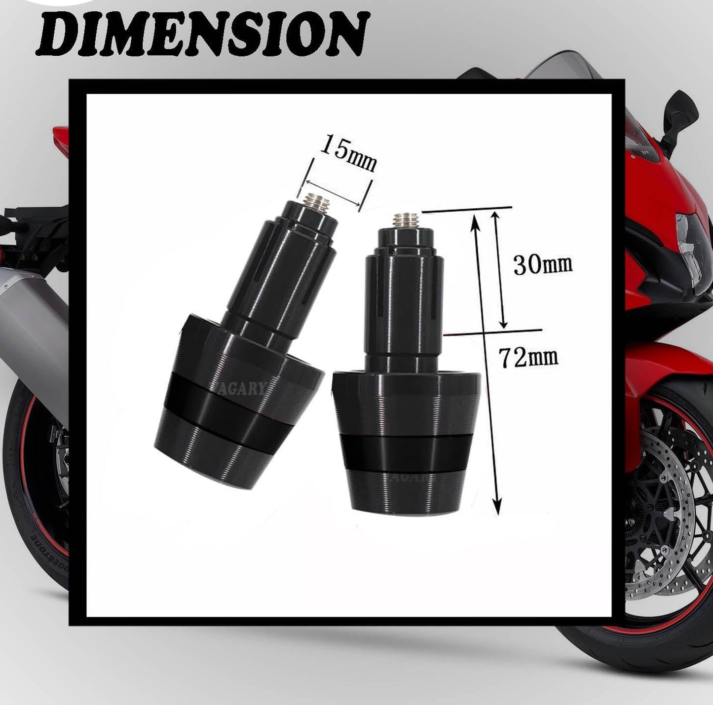 Vagary 7/8 Inch 22mm Motorcycle Handlebar Ends Plug Motorcycle Handlebar Ends Plug Grip Weights for Universal for Bike (Black)