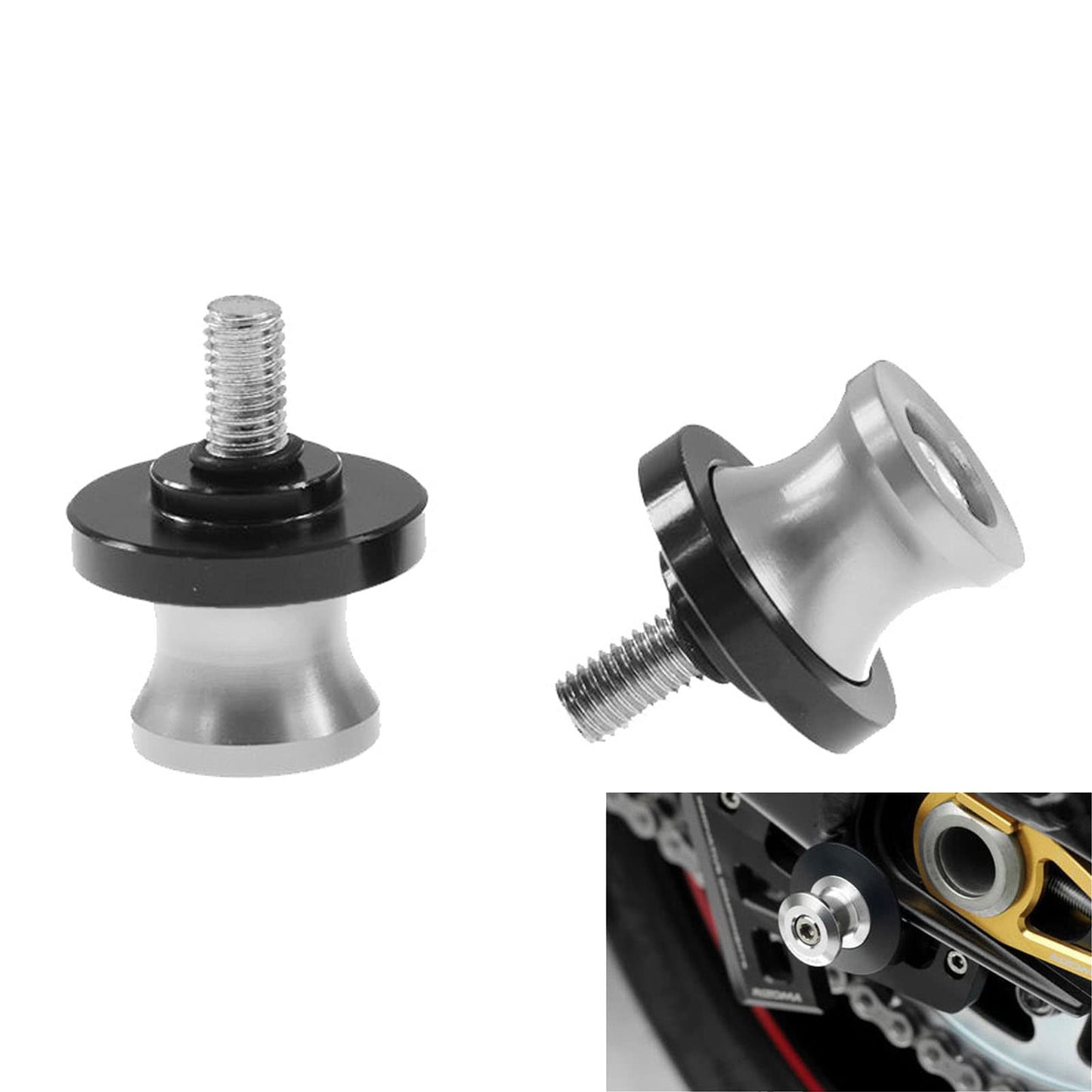 Vagary 2pcs 6mm Aluminum Motorcycle Swingarm Spool Slider Stand Screws for All Bikes (Blue)