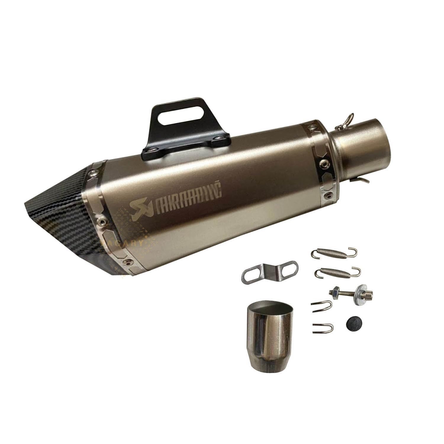 Vagary Universal Hexa Cut Akraphovic Exhaust With DB Killer Silencer for Bajaj, TVS, KTM, Suzuki, Yamaha, Hero Universal For Bike (SILVER)