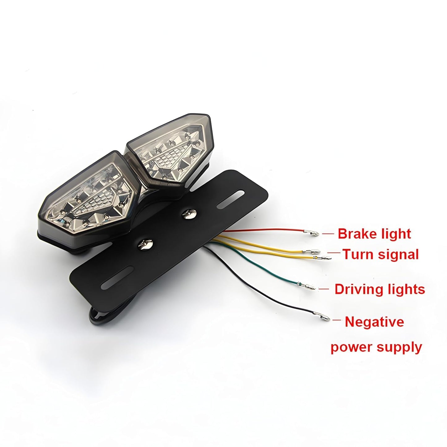 Vagary 40-LED 40W Motorcycle Tail Light Integrated Running Lamp Brake & Turn Signal Light with License Plate Bracket for Harly Motorcycle Street Bike (BLACK BODY)
