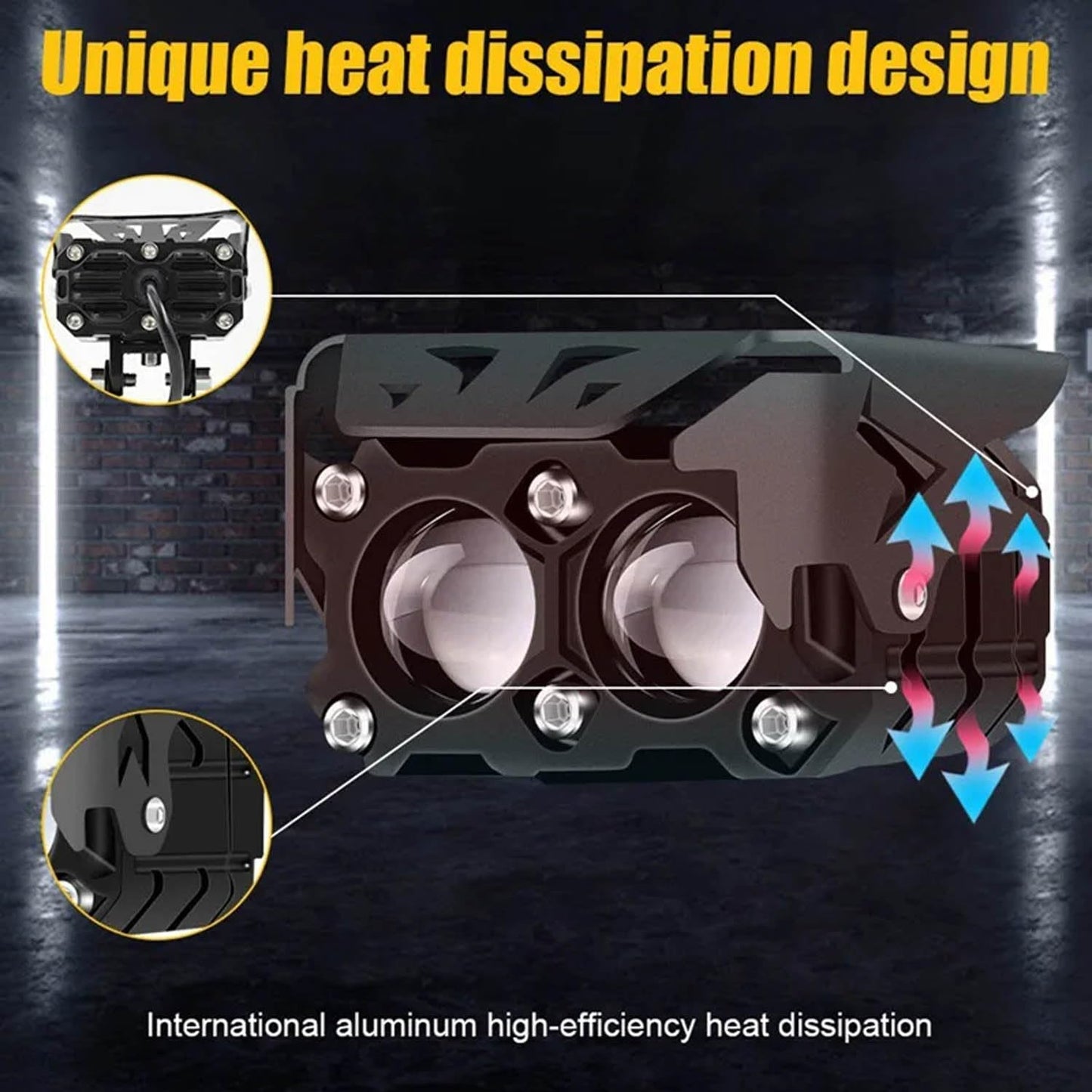 Moto X 2Lens Super Bright Dual Color Mini Lens Fog Light For Bike & Car Fog Lamp Motorbike, Car, Truck, Van LED for BMW, Bajaj, Harley Davidson, KTM, Hero, TVS, Yamaha (Pack of 2)