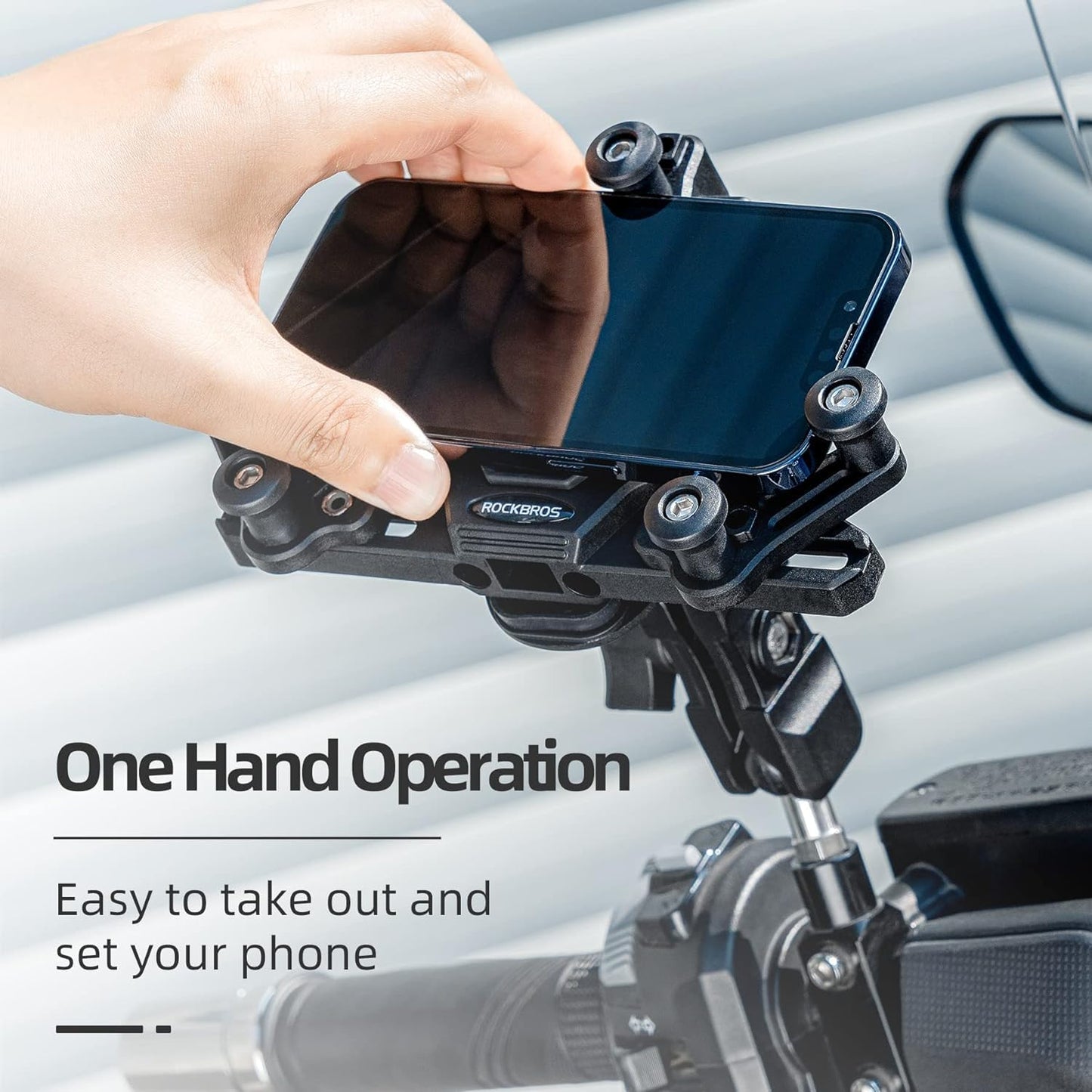Vagary Aluminum Bike Mobile Holder Phone Mount with Vibration Dampener for B M W G 310 RR, Kawasaki Z900, ZX-10R, Kawaski Ninja 300, Interceptor 650, Himalayan Bs6, RE Hunter 350 (Black)