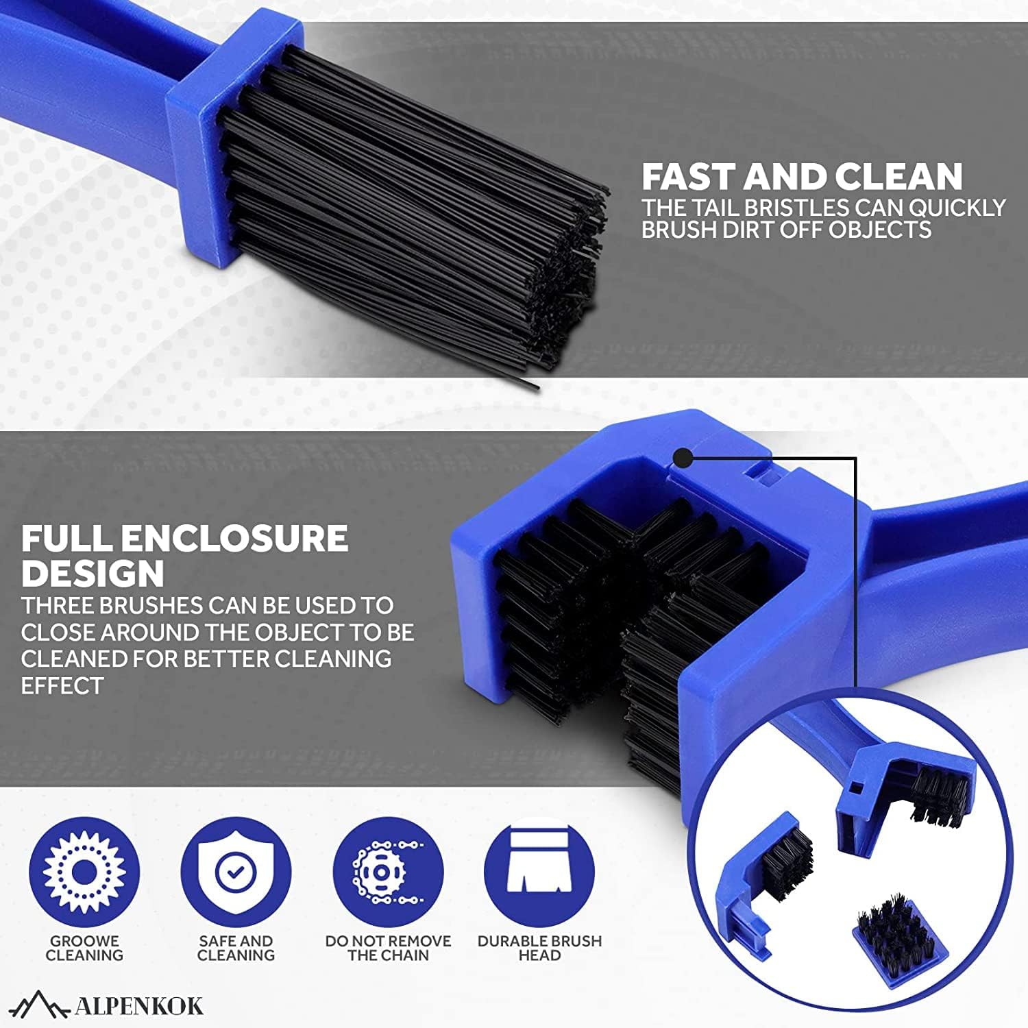 Vagary Multi-Purpose Bike & Bicycle Chain Cleaner Brush with Soft & Long Bristles for Mountain Bike Cleaning Kit Heavy Duty Motorcycle Chain Brush