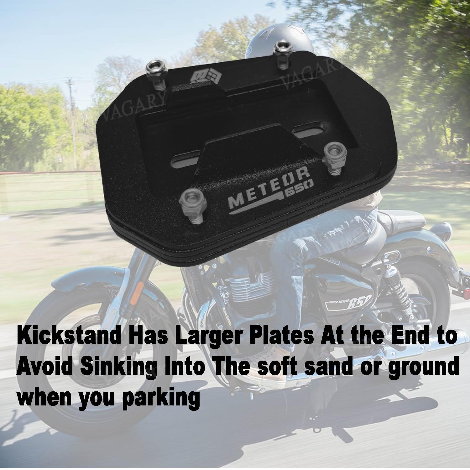Vagary CNC Kickstand Side Stand Extender for RE Super Meteor 650 (Black)