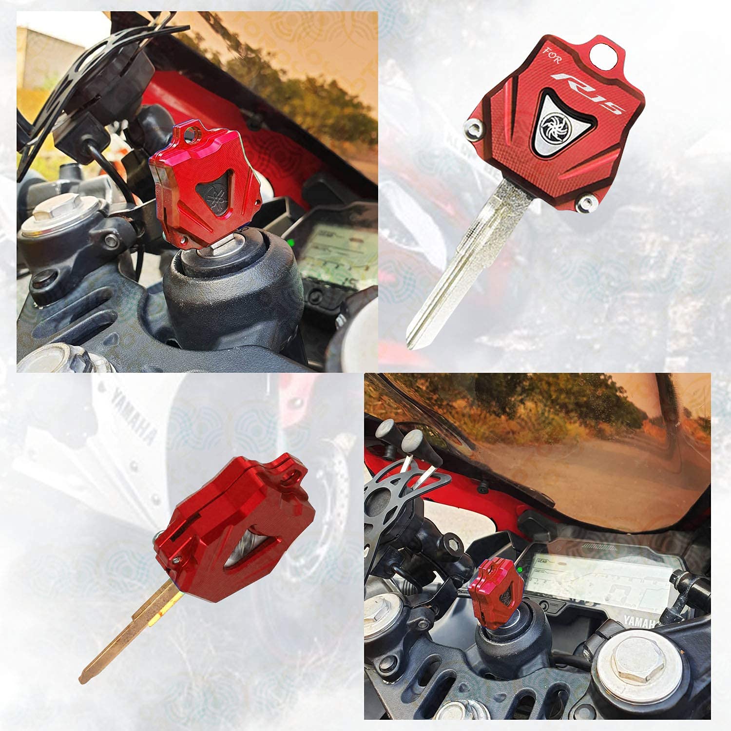 Vagary CNC Alumunium Key Cover for Yamaha R15 V4 / R15M/ R15V3/ V2 (Red)