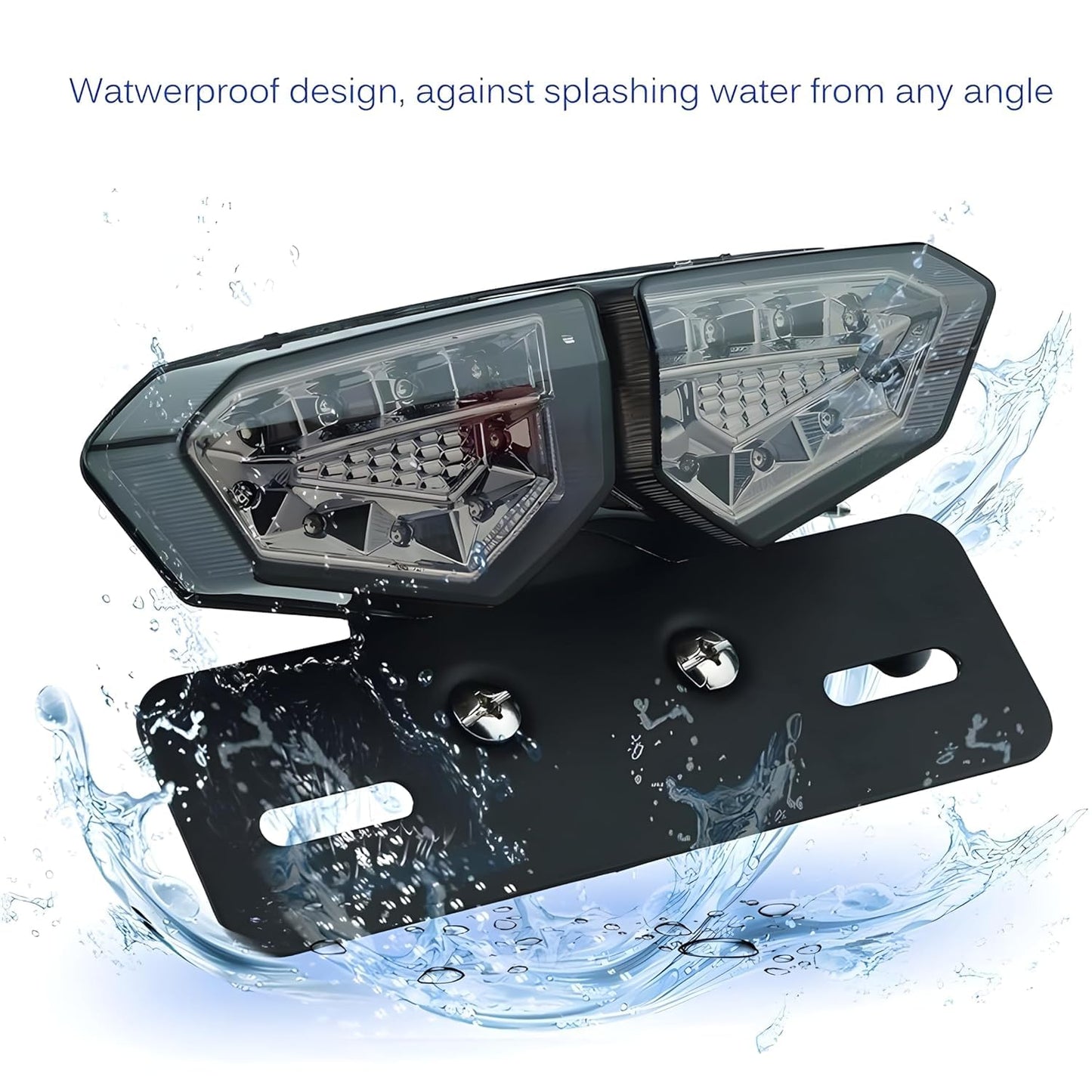 Vagary 40-LED 40W Motorcycle Tail Light Integrated Running Lamp Brake & Turn Signal Light with License Plate Bracket for Harly Motorcycle Street Bike (BLACK BODY)