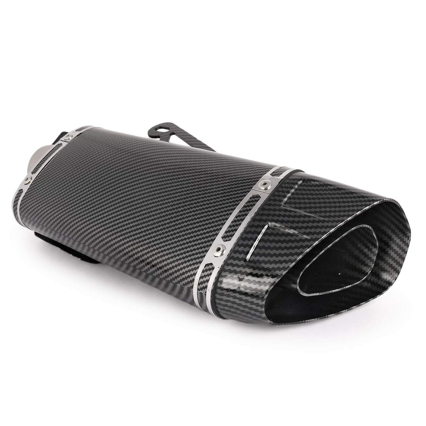 Vagary Akrapovic Exhaust Universal Hexa Cut Slip On Exhaust Silencer Muffler Pipe (CARBON BLACK)