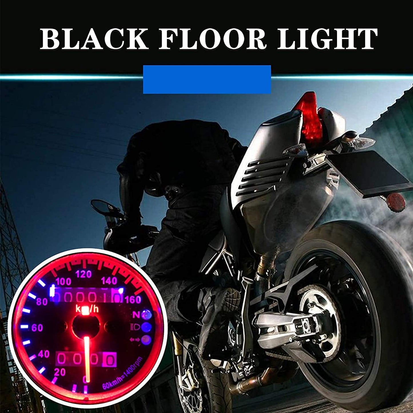 Vagary Universal Motorcycle Dual Odometer Speedometer Gauge LED Background Light Analog Speedometer (Universal for Bike), Pack of 1, Black