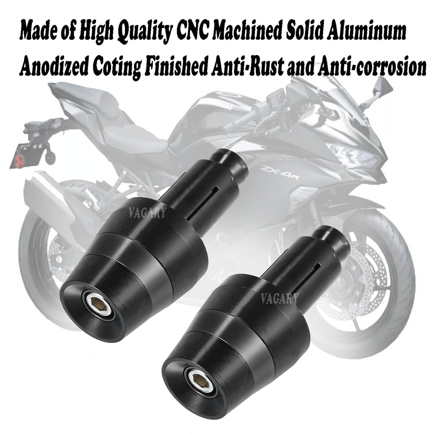 Vagary 7/8 Inch 22mm Motorcycle Handlebar Ends Plug Motorcycle Handlebar Ends Plug Grip Weights for Universal for Bike (Black)
