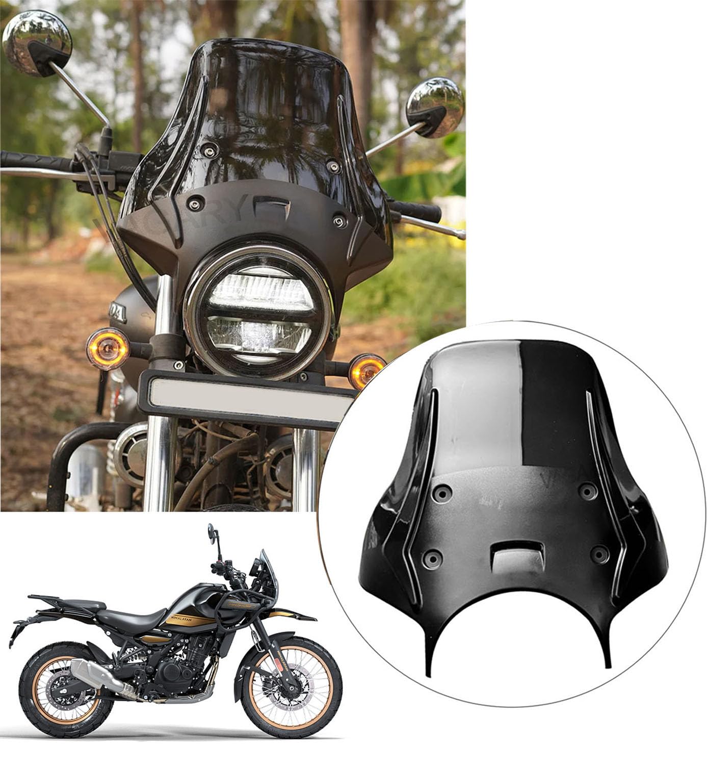 Vagary Premium Touring Windshield for RE Himalayan 450 II Hness CB 350 II RE Meteor 350 II RE Meteor 650 II Bullet Classic 350 II Triumph Speed 400 II TVS Ronin II Hunter 350 II Guerrilla 450