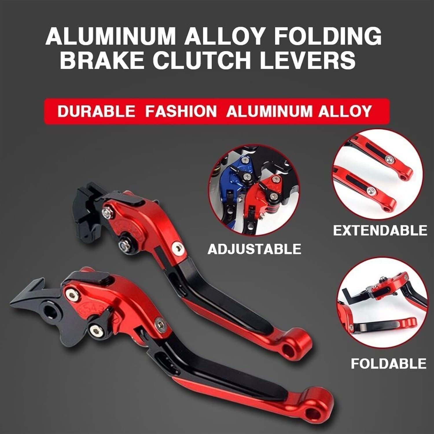 Vagary CNC Aluminium Foldable Retractable Brake Clutch Lever for Yamaha Aerox 155 (Red)