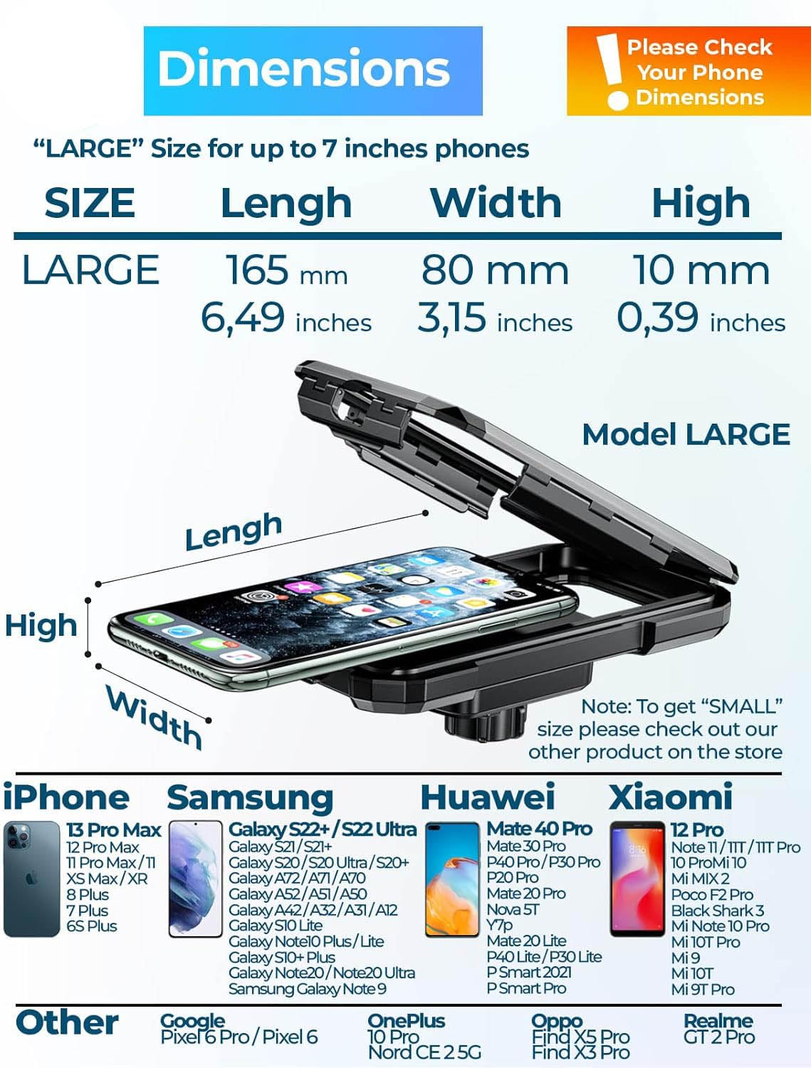 Vagary Motorcycle Mobile Holder, Waterproof IP67 Wireless Phone Holder with Qi and USB C Charger, 360° Rotation for Handlebar Mobile Holder (Black)