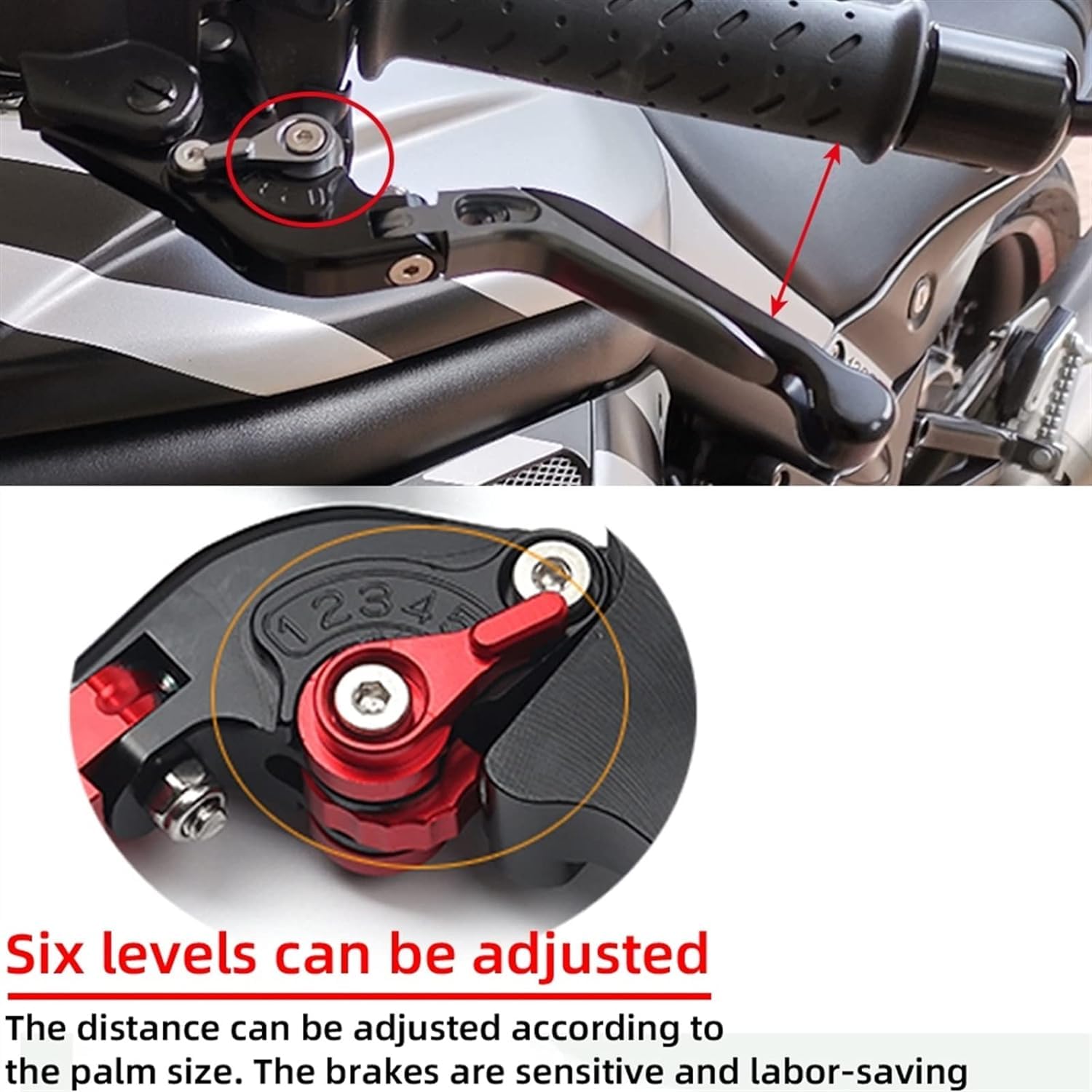 Vagary CNC Aluminium Foldable Retractable Brake Clutch Lever for Yamaha Aerox 155 (Red)