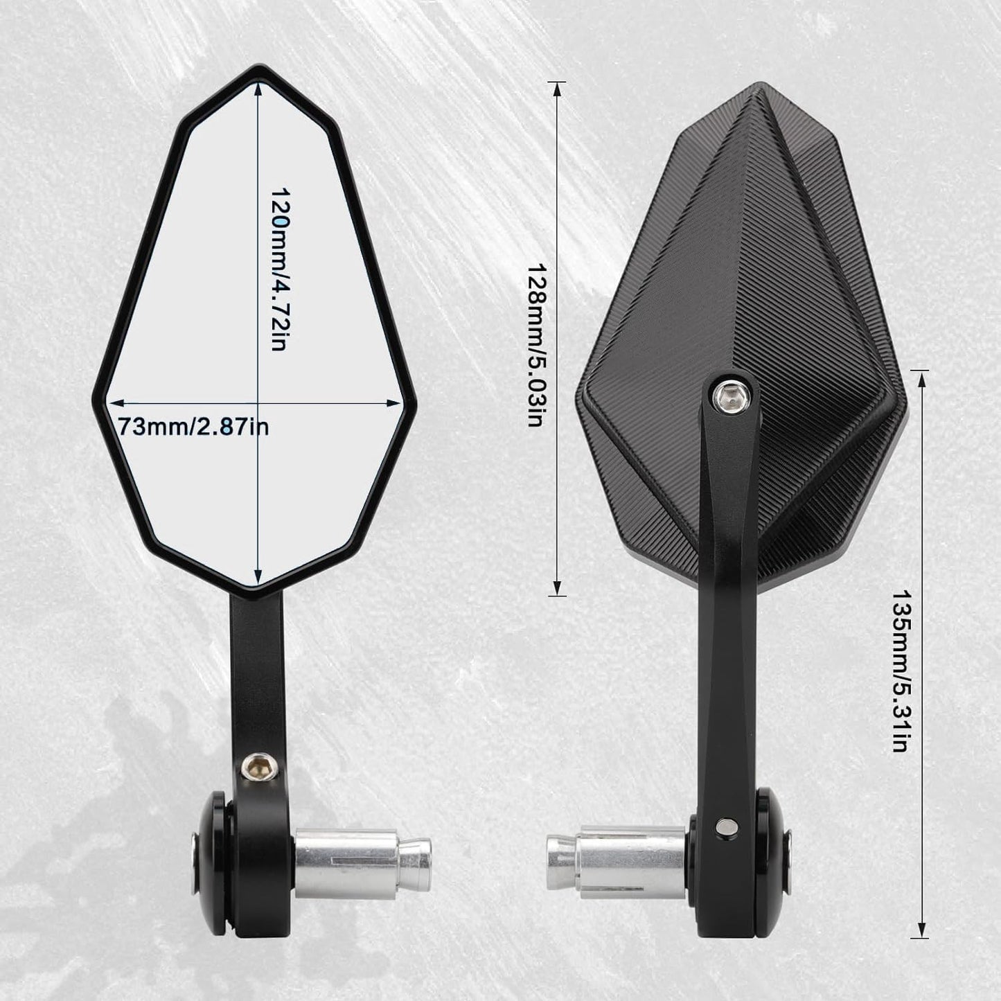 Vagary AdjustableBar End Convex Mirrors 7/8'' 22mm Handlebar Rearview Mirror Compatible with RE Jawa Triumph speed 400 Harley 440x Super Meteor 650 Interceptor 650 Black Aluminium Heavy