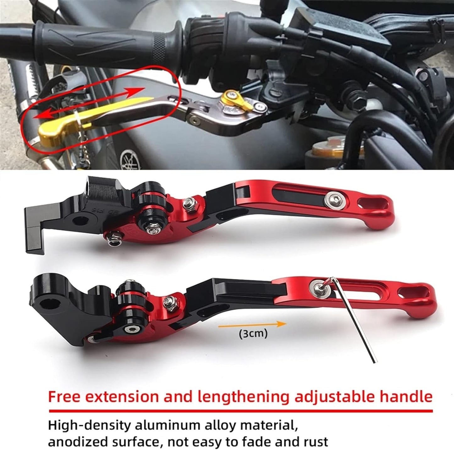 Vagary CNC Aluminium Foldable Retractable Brake Clutch Lever for Yamaha Aerox 155 (Red)
