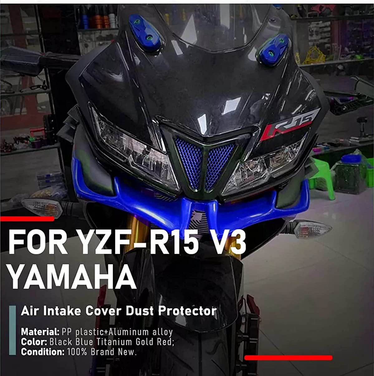 Vagary Air Intake Cover Filter Dust Protection Nose Grill for Yamaha YZF R15 V3 (BLUE)