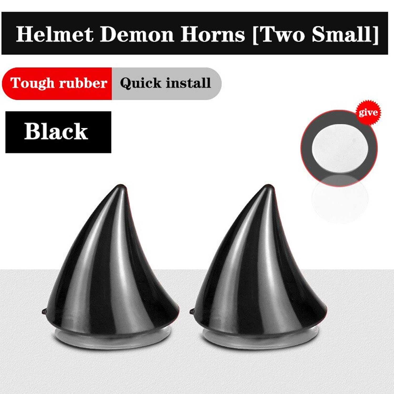 Vagary Cute Small Size Helmet Devil Horns Sticker Decor Universal Styling Decoration Helmet Horn (Black)