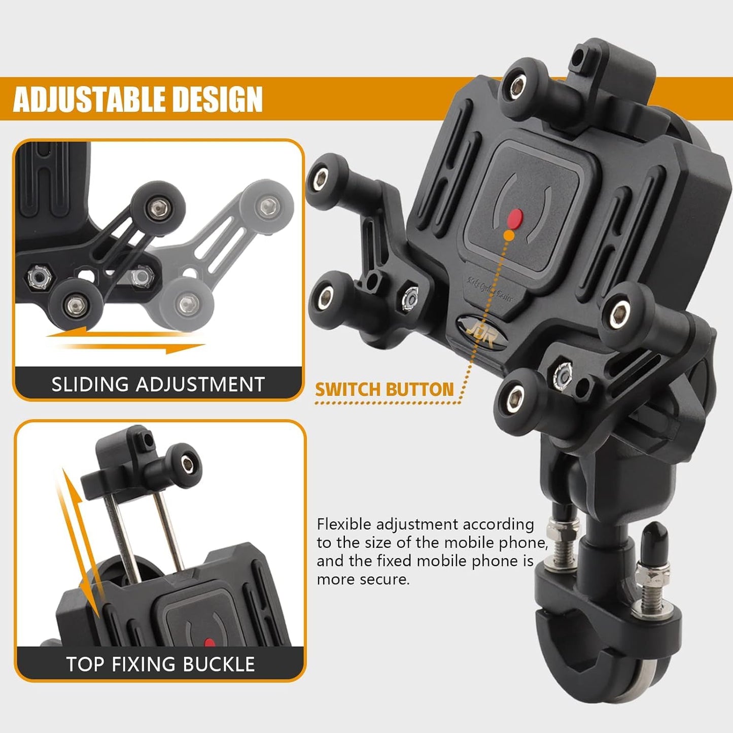 Vagary Aluminum Bike Mobile Holder Phone Mount with 15W Charging Vibration Dampener for B M W G 310 RR, Kawasaki Z900, ZX-10R, Kawaski Ninja 300, Interceptor 650, Himalayan Bs6, RE Hunter 350 (Black)