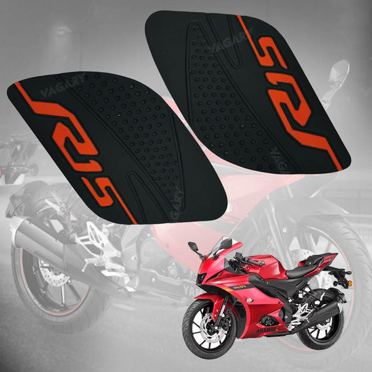 Vagary Anti Slip Silicone Tank Pad/Thai Pad for Yamaha R15 V3 (Black-Red)