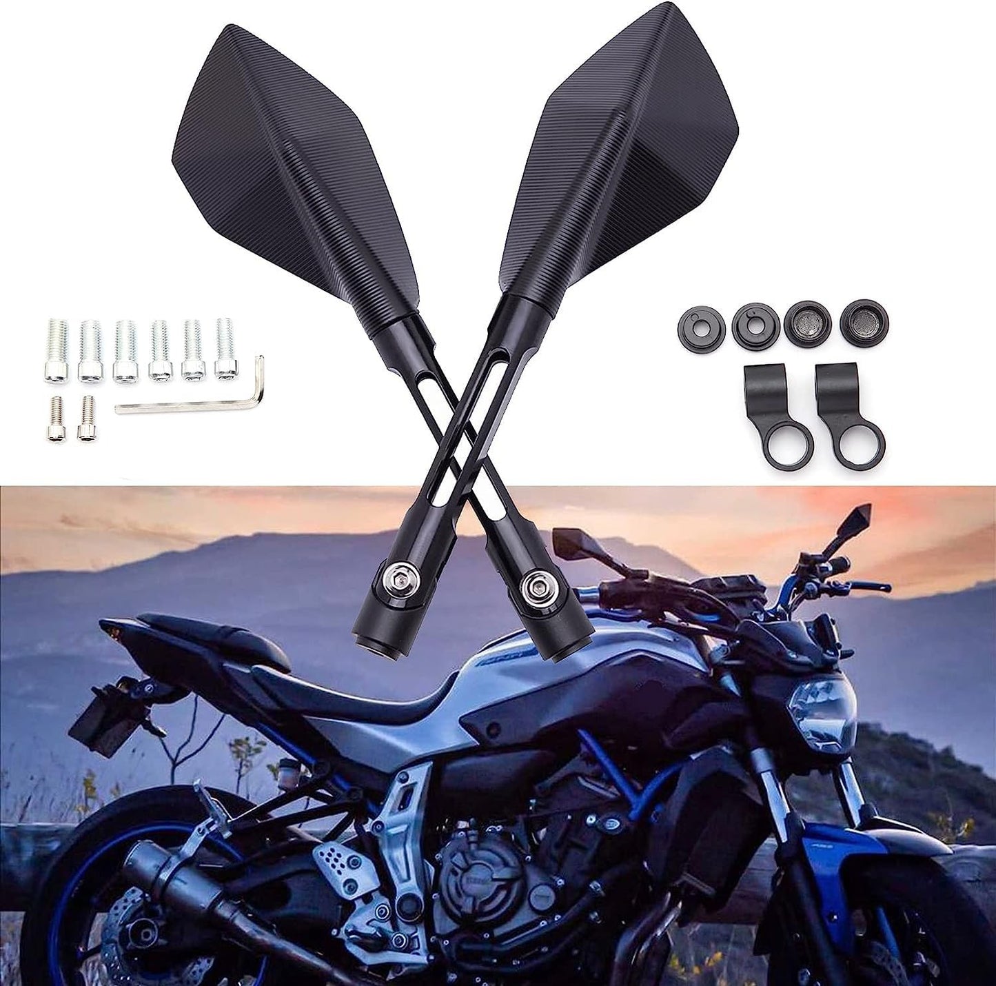 Vagary Rear View Mirror CNC Aluminum Handlebar Side Mirrors for Universal Motorbike Street Sport Dirt Bike (Black)