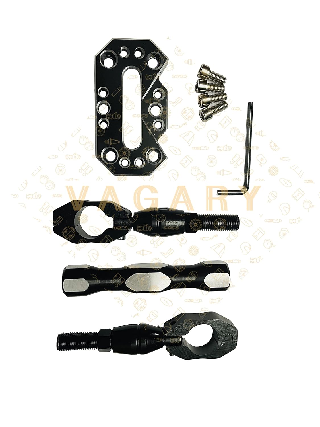 Vagary CNC Adjustable Vibration Rod Handlebar Cross Bar for Royal Enfield Classic 350 Clip-on Handle Bar (Black, Silver)