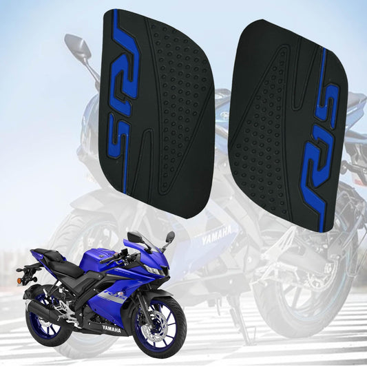 Vagary Anti Slip Silicone Tank Pad/Thai Pad for Yamaha R15 V3 (Black-Blue)
