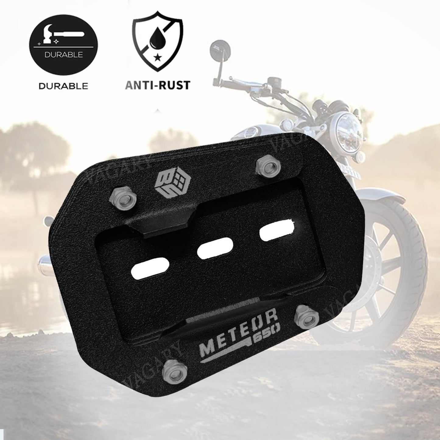 Vagary CNC Kickstand Side Stand Extender for RE Super Meteor 650 (Black)