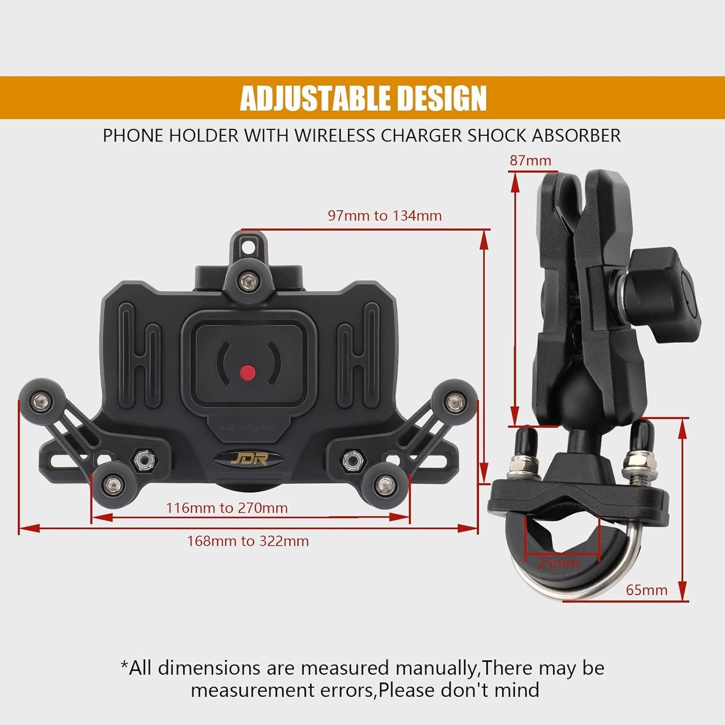 Vagary Aluminum Bike Mobile Holder Phone Mount with 15W Charging Vibration Dampener for B M W G 310 RR, Kawasaki Z900, ZX-10R, Kawaski Ninja 300, Interceptor 650, Himalayan Bs6, RE Hunter 350 (Black)