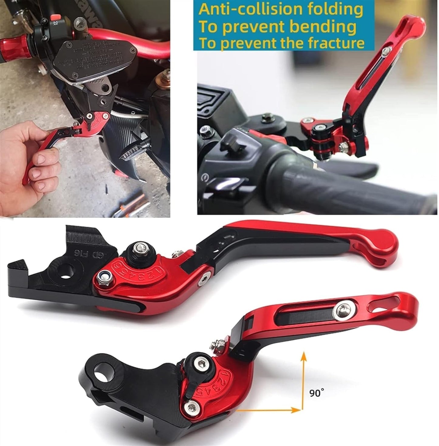 Vagary CNC Aluminium Foldable Retractable Brake Clutch Lever for Yamaha Aerox 155 (Red)