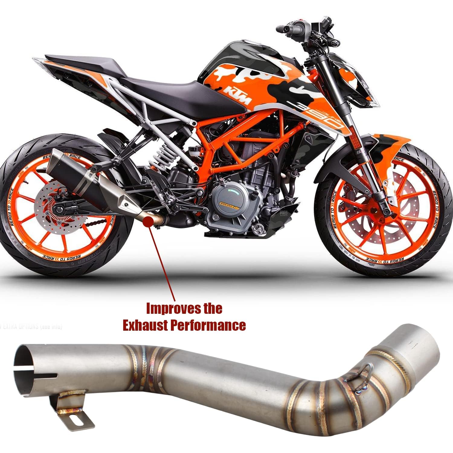 Vagary Stainless Steel Exhaust Bend Pipe for KTM DUKE 200 250 390 (BS4 Only)