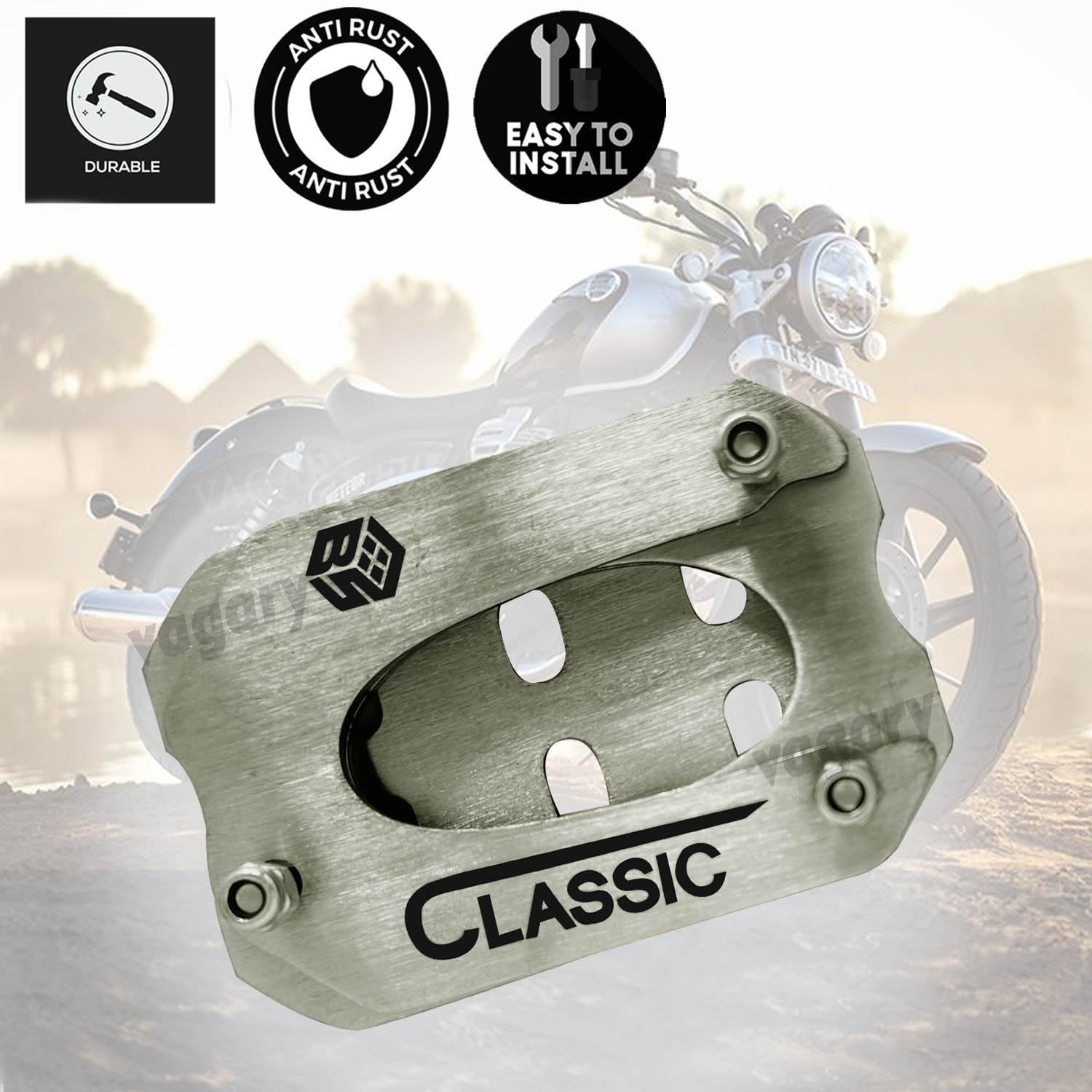 Vagary Stainless Steel Side Stand Extender for RE Reborn Classic 350 (Silver)