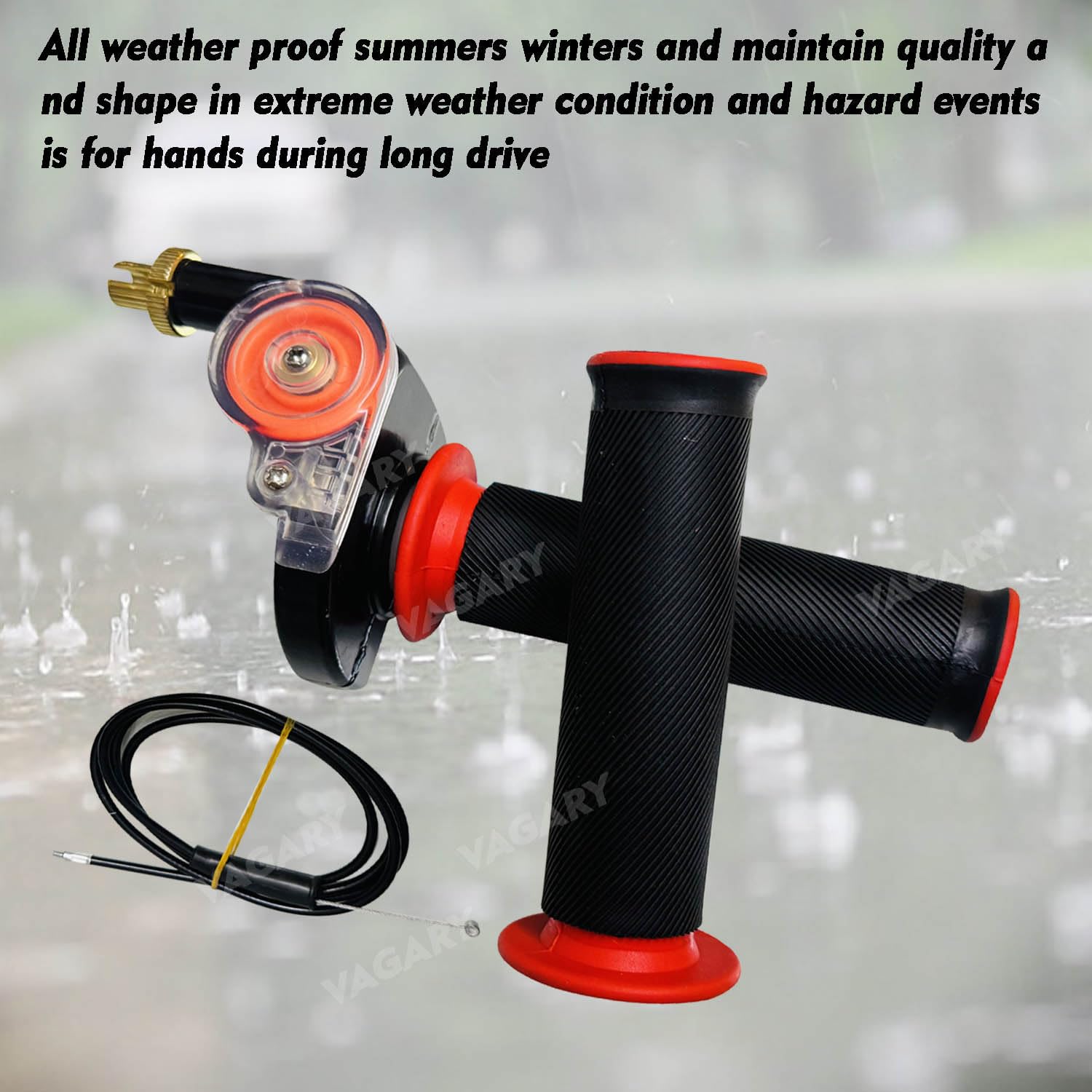 Vagary Twist Throttle Handle Grips, 48" Bent Throttle Cable Replacement for 50 110 125 150 250cc Quick Throttle Grip Handle Bar Grip for Universal for Bike
