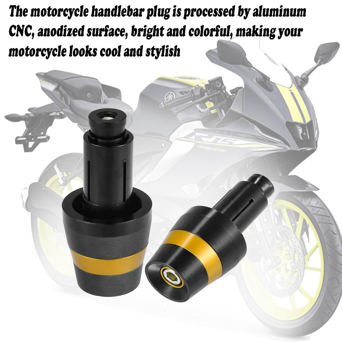 Vagary 1 Pair Motorcycle Handlebar End Plugs 7/8" 22mm Universal Aluminum Alloy Handle Bar End Plugs Caps for Universal For Bike