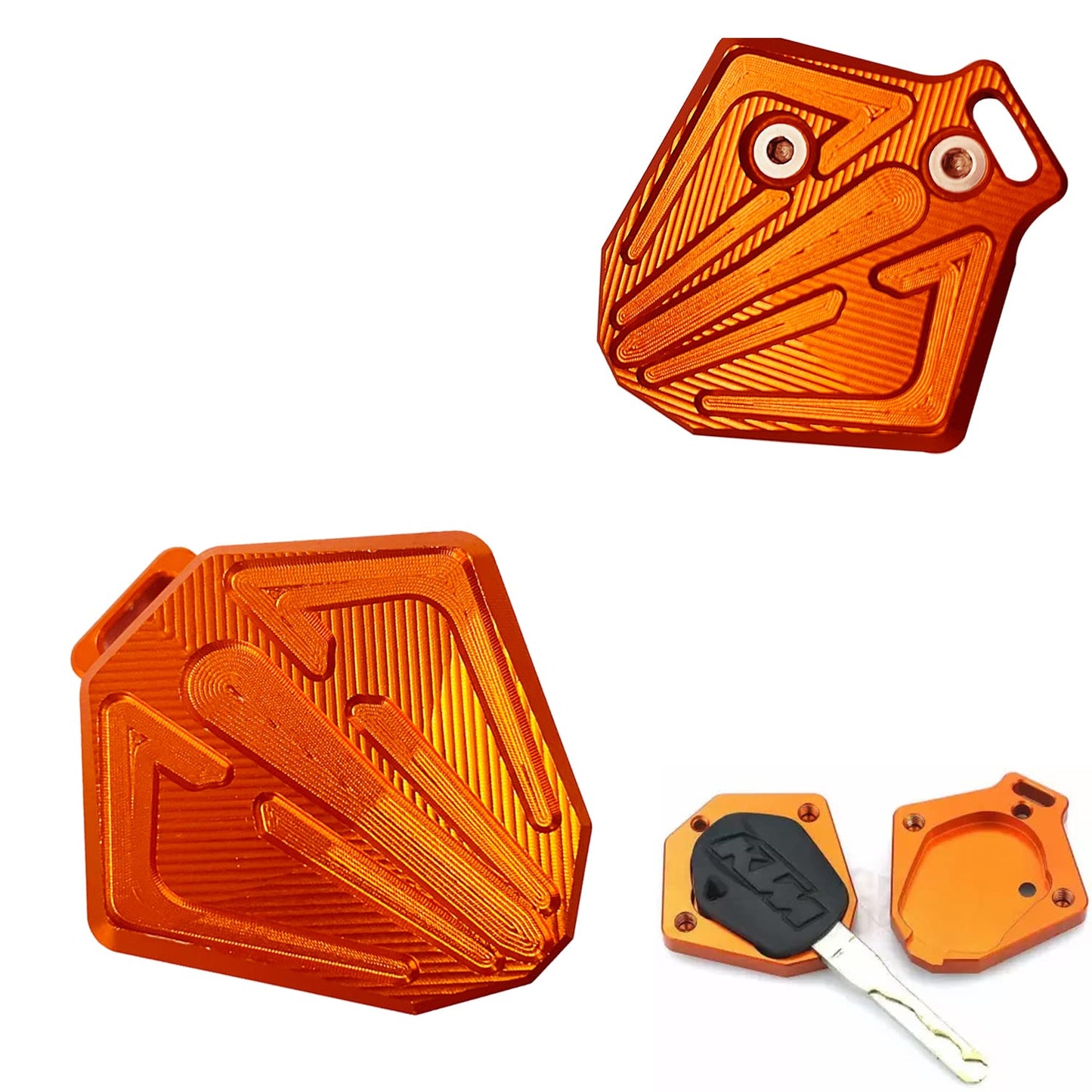 Vagary CNC Aluminum Key Cover Shell Protection Decorate Universal for KTM Duke 390, 125, 200, 250,(Orange)